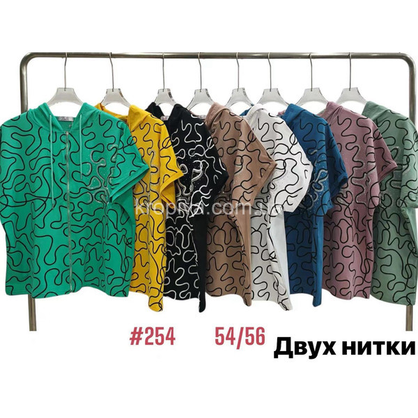 Женское худи на змейке короткий рукав микс оптом 060325-726