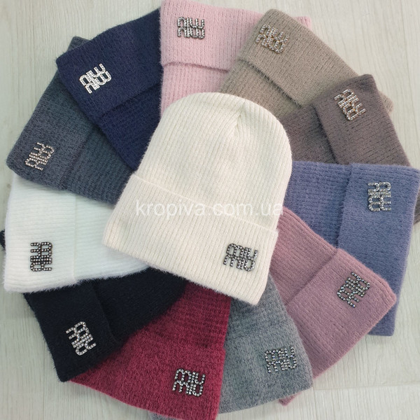 Женская шапка ангора на флисе микс оптом 291025-718