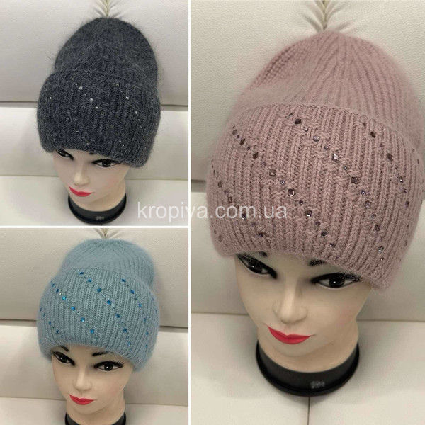 Жіноча одинарна шапка з подвійним відворотом оптом 031025-114