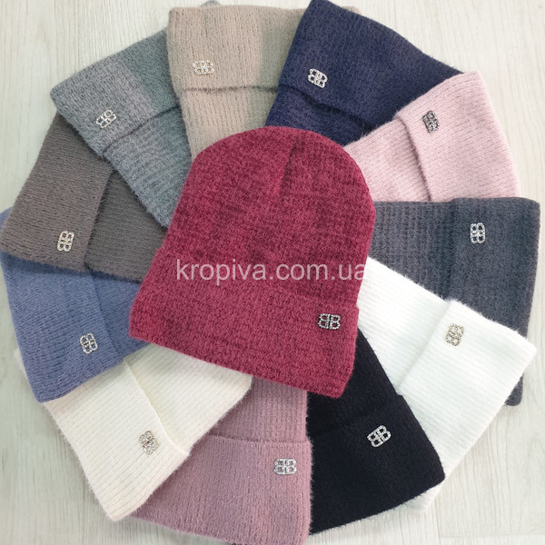 Женская шапка ангора на флисе микс оптом 291025-719