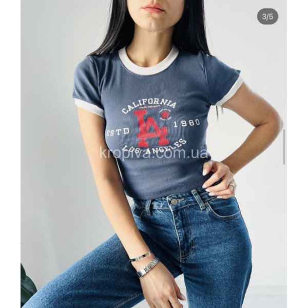 Жіноча футболка рубчик норма мікс Туреччина оптом  (030523-650)