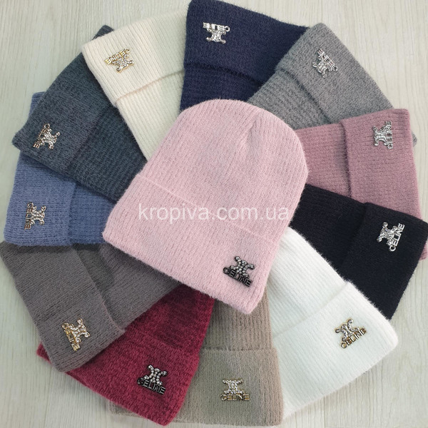 Женская шапка ангора на флисе микс оптом 291025-720
