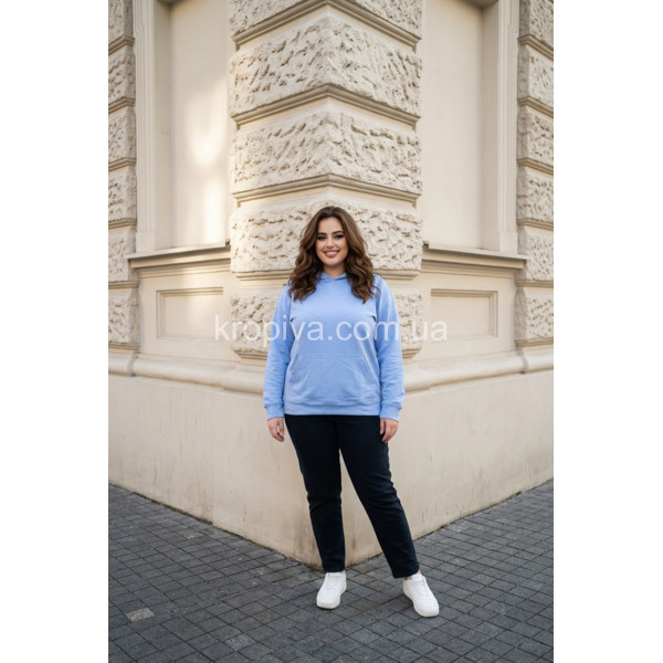 Жіночий батник худи 115 блакитний оптом 110326-02