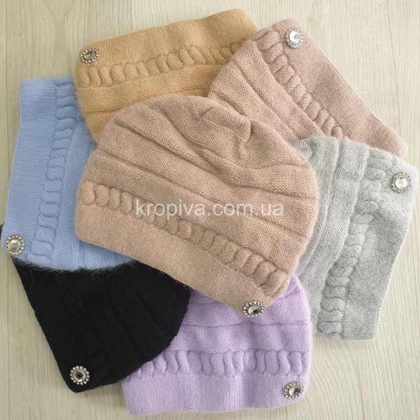 Жіноча шапка ангора на флісі мікс оптом 061125-672