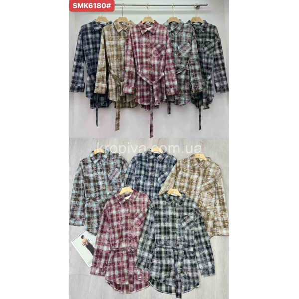 Женская рубашка с камушками полубатал микс оптом 290326-0129