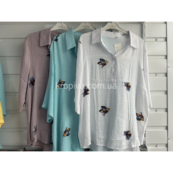Женская рубашка 101 лен батал оптом  (190625-780)