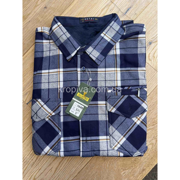 Мужская рубашка на флисе батал Турция оптом 290825-757