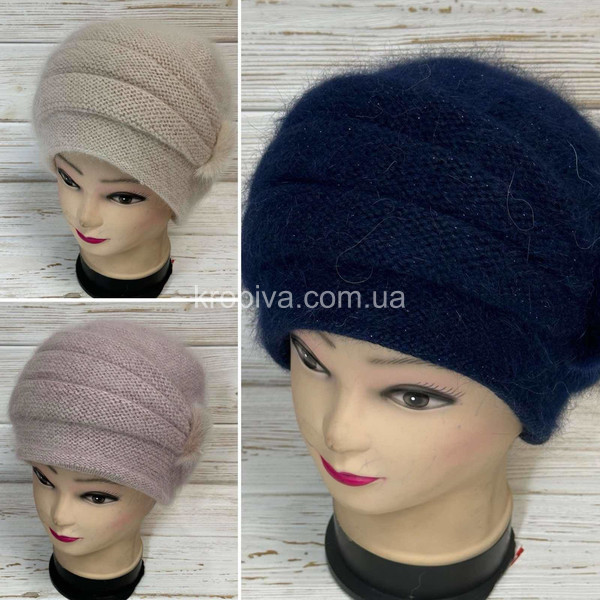 Жіноча шапка подвійна з норкою оптом 031025-137