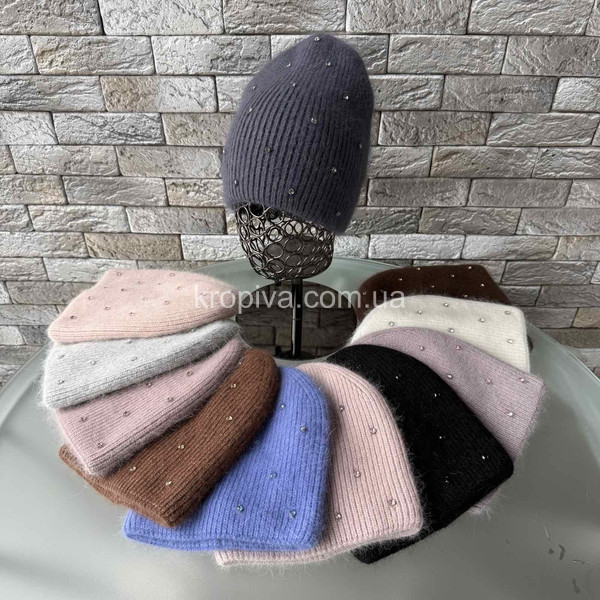 Женская шапка двойная с камушками оптом 061025-112
