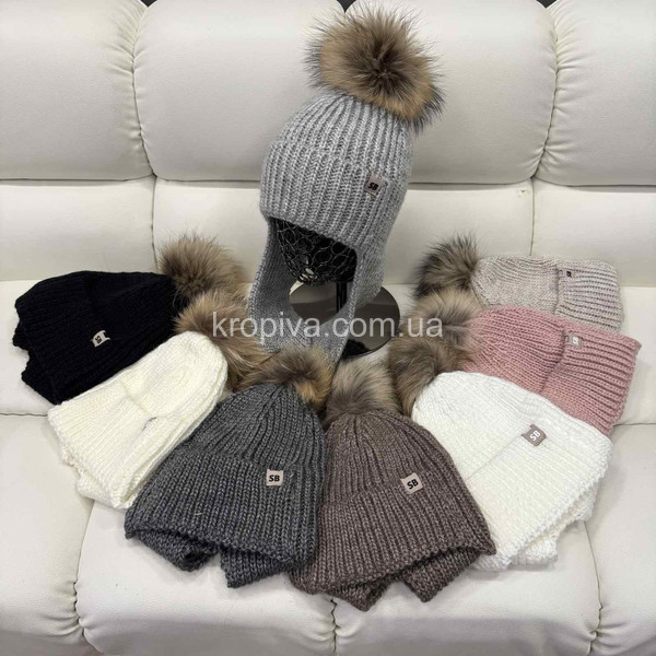Женская шапка с натуральным мехом оптом 241025-49