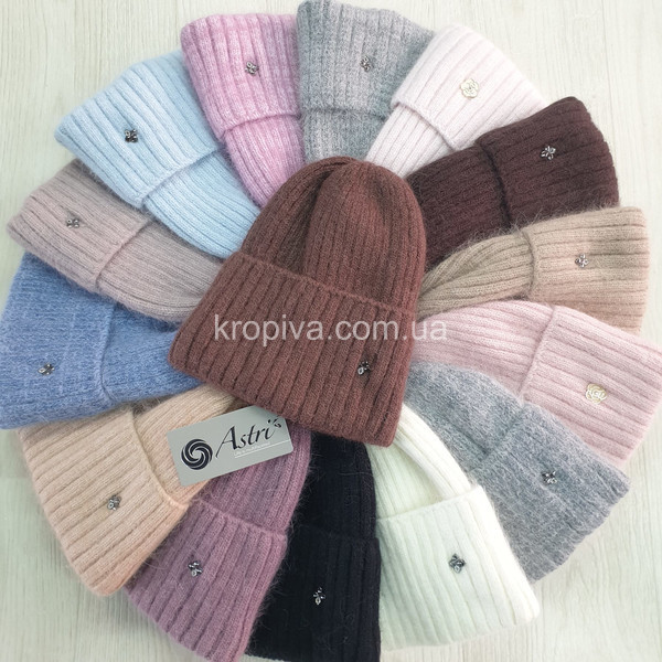 Женская шапка ангора на флисе микс оптом 291025-722