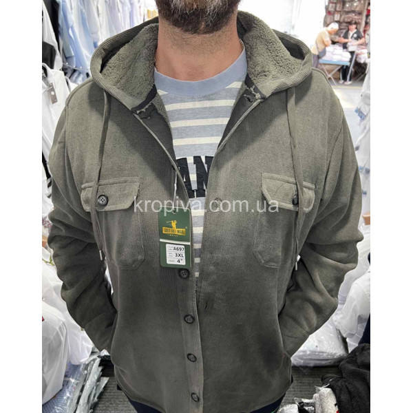 Мужская рубашка на меху капюшон Турция оптом 081125-629