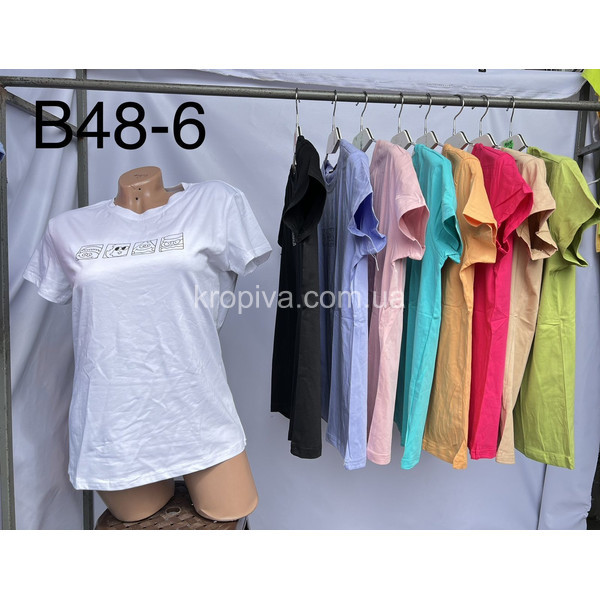 Жіноча футболка напівбатал 48 Туреччина мікс оптом  (080523-724)
