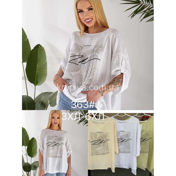 Женская футболка лен батал оптом 290725-771