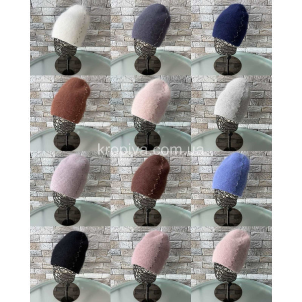 Женская шапка двойная с камушками оптом 061025-113