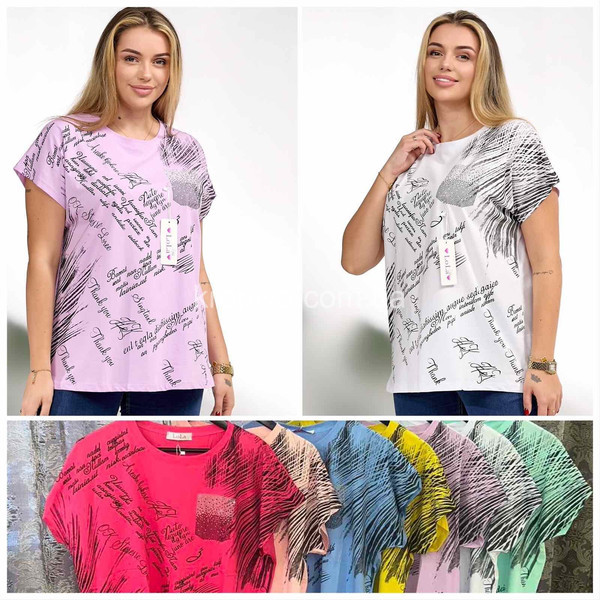 Женская футболка полубатал микс оптом 220226-734