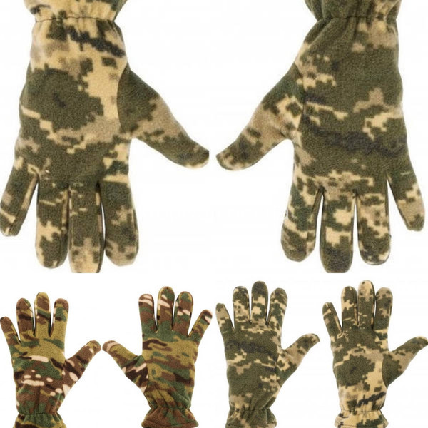 Зимние тактические перчатки флис КМФ микс для ЗСУ оптом  (091223-659)