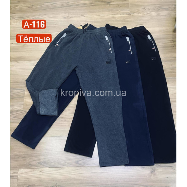 Мужские спортивные штаны на флисе норма оптом  (100124-648)