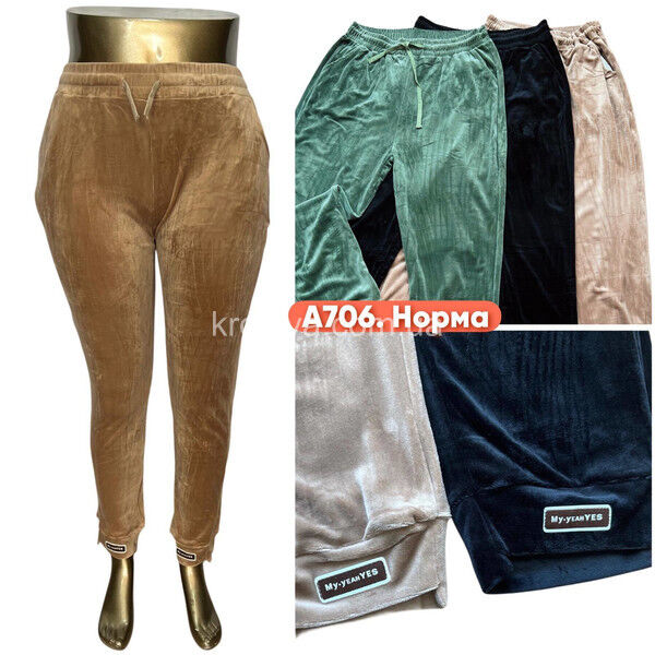 Женские спортивные штаны велюр норма микс оптом 250825-772