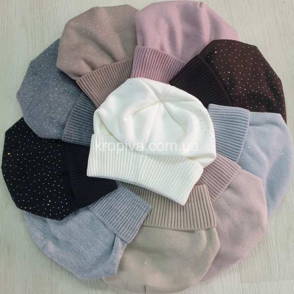 Женская шапка на флисе микс оптом 291025-725