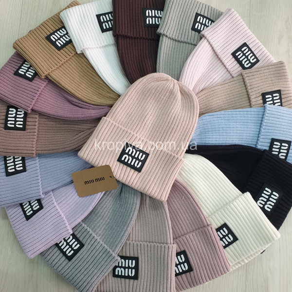 Жіноча шапка молодіжна на флісі мікс оптом 061125-666