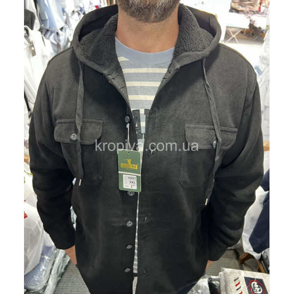 Мужская рубашка на меху капюшон Турция оптом 081125-632
