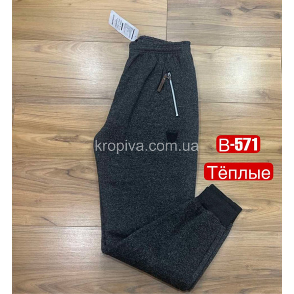 Мужские спортивные штаны на флисе норма оптом  (100124-641)