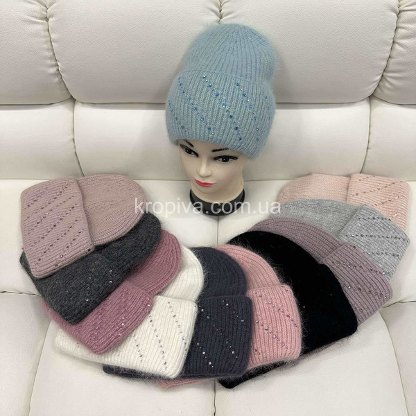Женская шапка 224039 одинарная с двойным оворотом оптом 061025-17