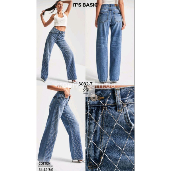 Жіночі джинси труби зі стразами 3032 оптом 091225-31